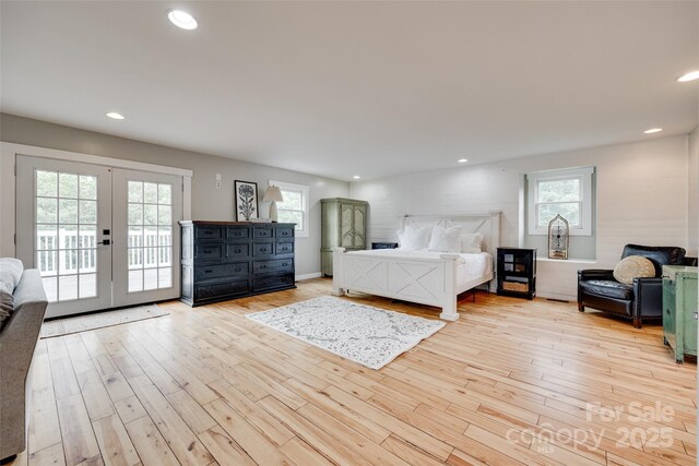 3091 Old Meeting House Rd, Sharon, SC 29742 - bedroom featuring access to exterior, multiple windows, light wood finished floors, and recessed lighting