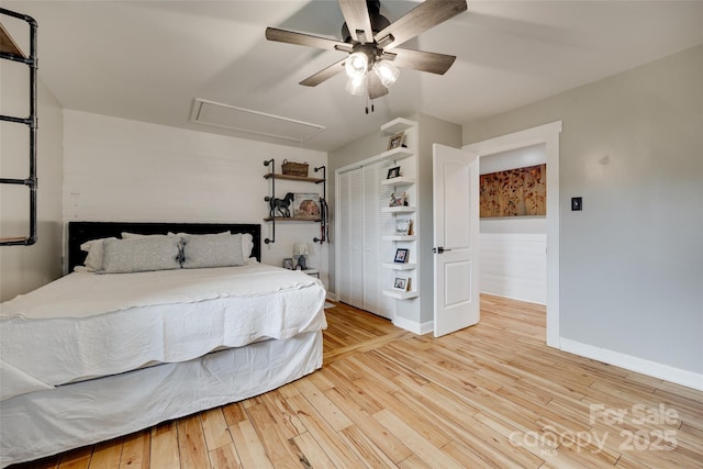 3091 Old Meeting House Rd, Sharon, SC 29742 - bedroom with attic access, hardwood / wood-style flooring, a closet, and baseboards