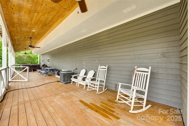 3091 Old Meeting House Rd, Sharon, SC 29742 - deck with ceiling fan and central air condition unit