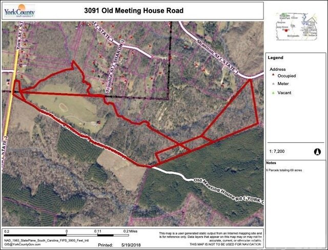 3091 Old Meeting House Rd, Sharon, SC 29742 - map / location with property boundaries highlighted