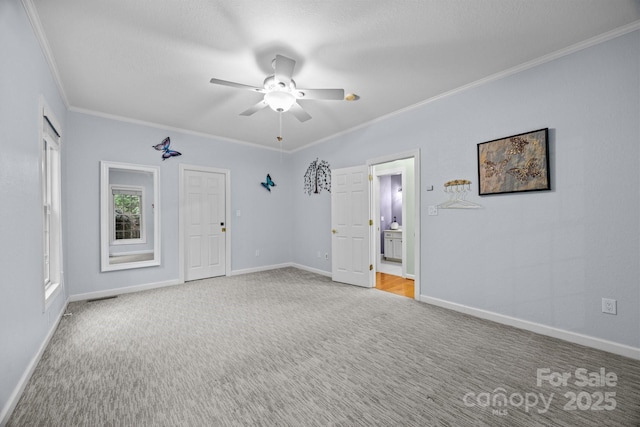 273 Bluebird Rd, Lake Lure, NC 28746 - spare room with ornamental molding, carpet flooring, ceiling fan, and baseboards