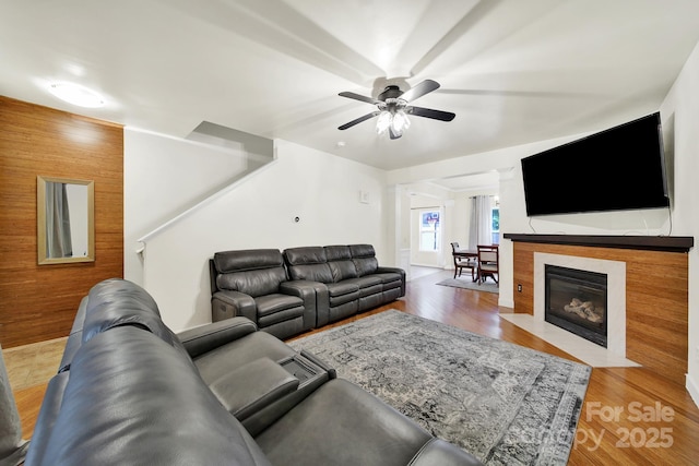 2117 Seabrook Ln, Fort Mill, SC 29715 - living room featuring a ceiling fan and wood finished floors