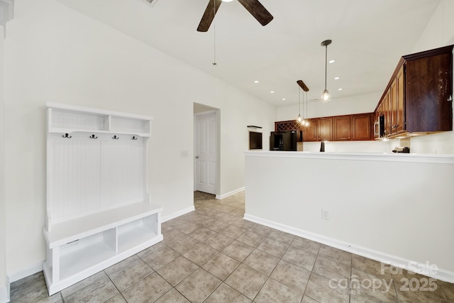 2117 Seabrook Ln, Fort Mill, SC 29715 - mudroom with a ceiling fan, light tile patterned floors, recessed lighting, and baseboards