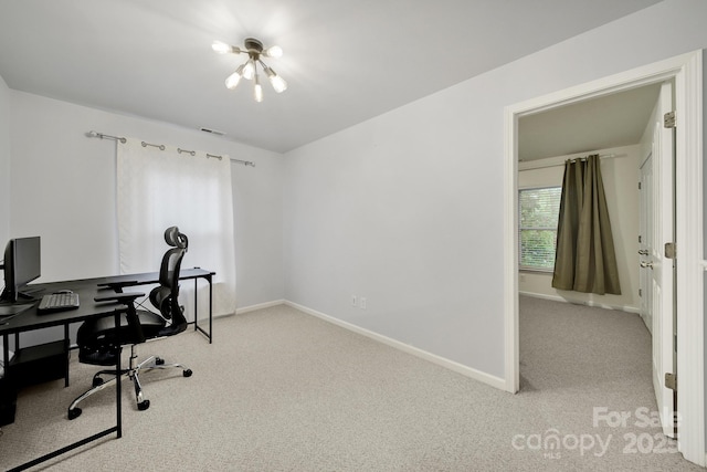 2117 Seabrook Ln, Fort Mill, SC 29715 - office space with light colored carpet, baseboards, and a chandelier