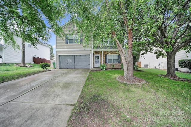 2117 Seabrook Ln, Fort Mill, SC 29715 - view of front of home featuring concrete driveway, an attached garage, and central air condition unit