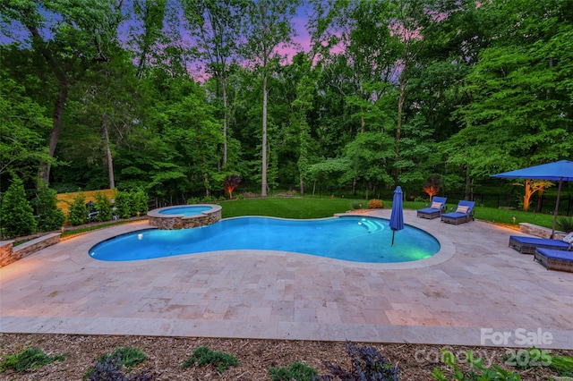 7812 Seton House Ln, Charlotte, NC 28277 - view of pool featuring a patio, fence, and a pool with connected hot tub