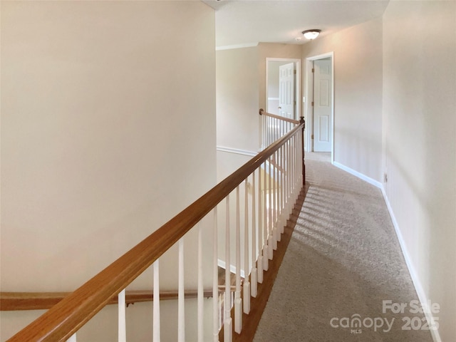 10406 Baskerville Ave, Charlotte, NC 28269 - hall featuring carpet floors, an upstairs landing, and baseboards