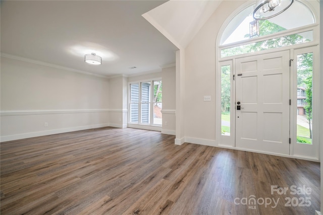 26056 Neptunes Lndg, Fort Mill, SC 29708 - foyer with wood finished floors, baseboards, and crown molding