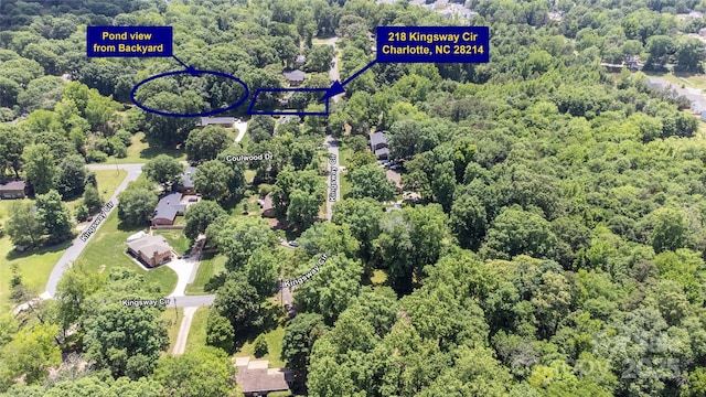 aerial view of a heavily wooded area