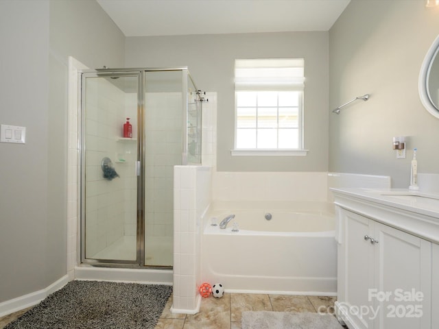 14336 Northridge Dr, Charlotte, NC 28269 - full bath with a shower stall, a bath, vanity, and tile patterned floors