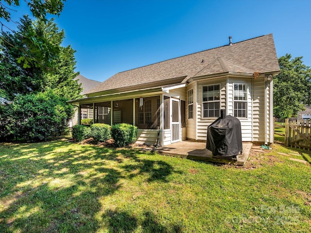 14336 Northridge Dr, Charlotte, NC 28269 - back of house featuring a sunroom and a shingled roof