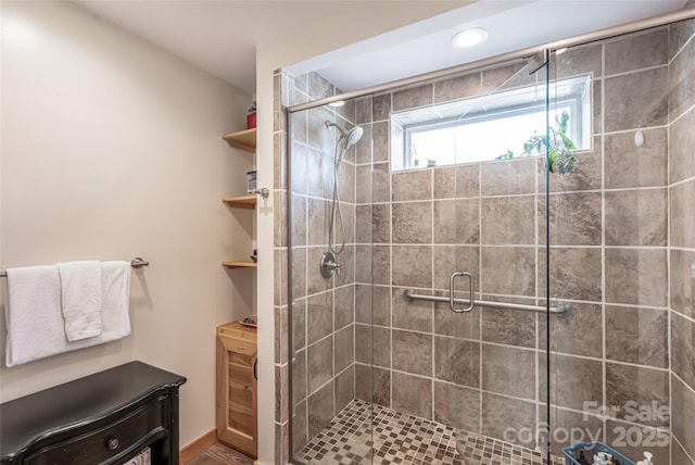 14 N Main St Unit 1 & 2, Waynesville, NC 28786 - bathroom featuring a stall shower and recessed lighting