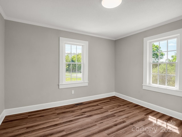 411 W Sycamore St, Lincolnton, NC 28092 - spare room featuring crown molding, wood finished floors, and baseboards