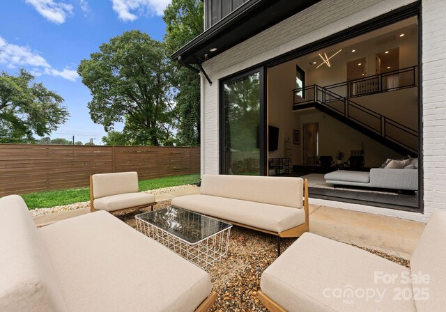 2913 Lake Ave, Charlotte, NC 28208 - view of patio / terrace featuring fence and an outdoor living space