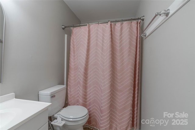 133 Pheasant Run Rd, Troutman, NC 28166 - full bathroom featuring vanity, toilet, and a shower with shower curtain