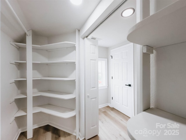 spacious closet with wood finished floors