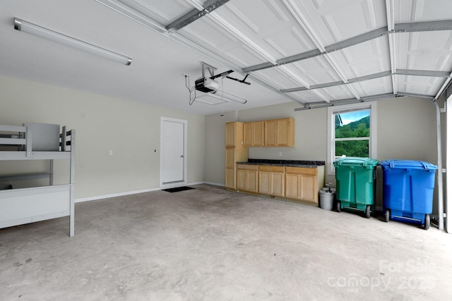 garage with a garage door opener