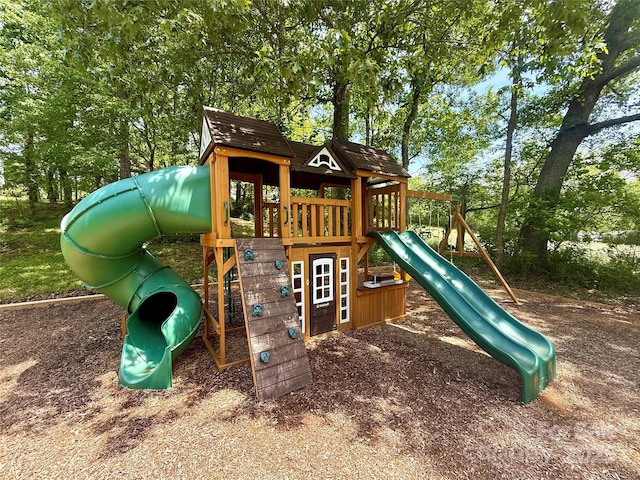 view of playground with view of scattered trees