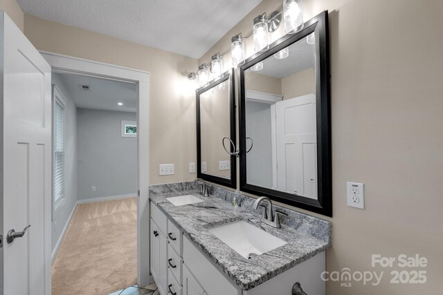 123 Dapple Rd, Candler, NC 28715 - full bath with baseboards, double vanity, and a textured ceiling