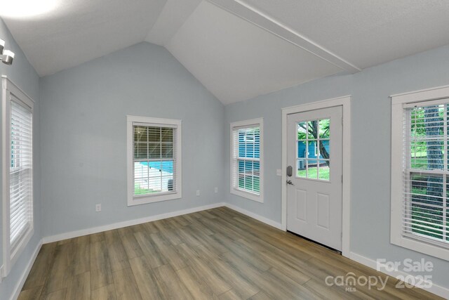 123 Dapple Rd, Candler, NC 28715 - entrance foyer featuring wood finished floors, vaulted ceiling, and baseboards