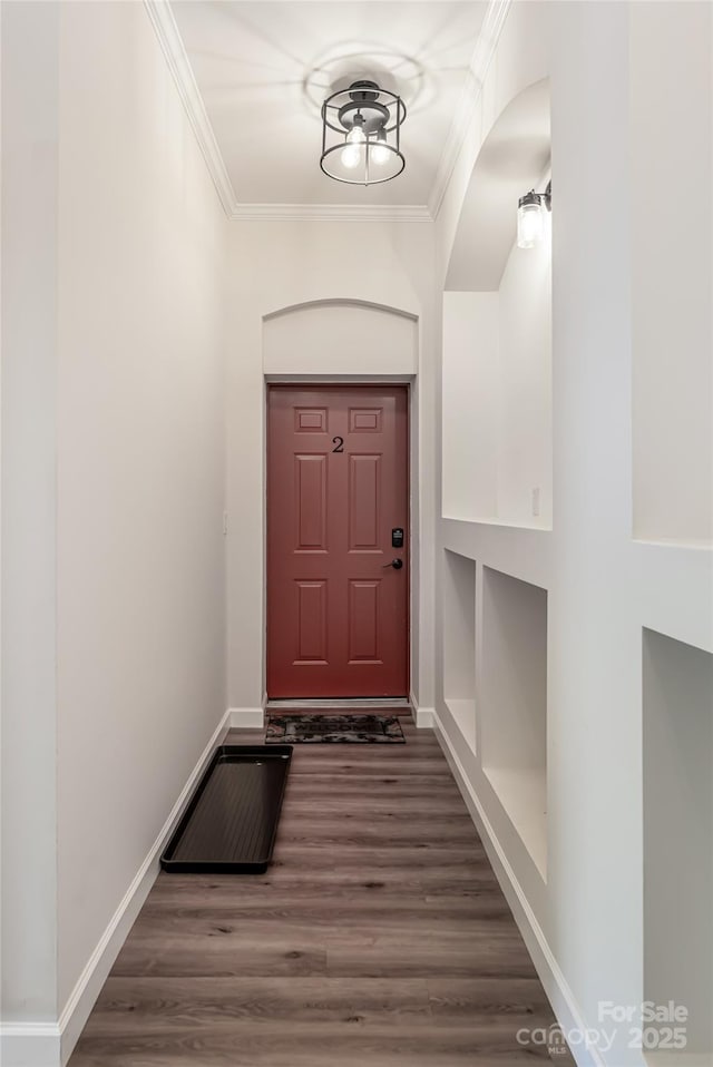 14 N Main St Unit 2, Waynesville, NC 28786 - doorway to outside with ornamental molding, wood finished floors, and baseboards