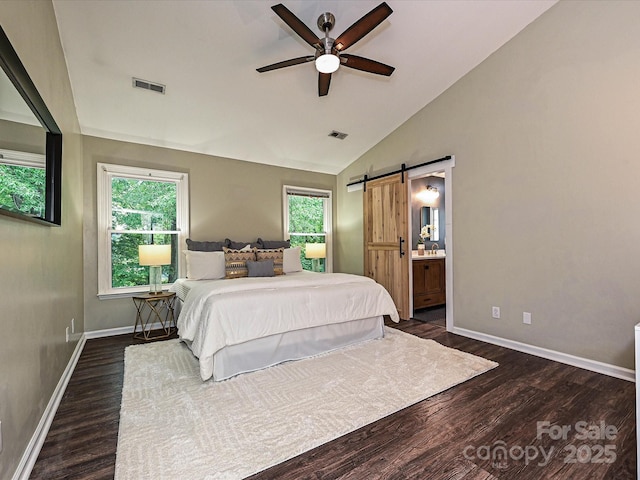 4315 Poplar Grove Dr, Charlotte, NC 28269 - bedroom featuring dark wood-style flooring, baseboards, multiple windows, and vaulted ceiling