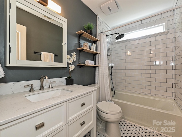 4315 Poplar Grove Dr, Charlotte, NC 28269 - bathroom with toilet, shower / bathtub combination with curtain, and vanity