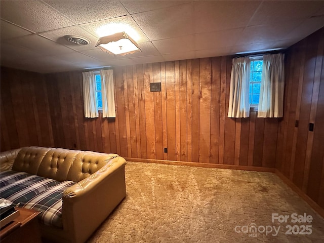 5495 Valley Run St, Hickory, NC 28601 - basement featuring healthy amount of natural light, wood walls, carpet, and baseboards