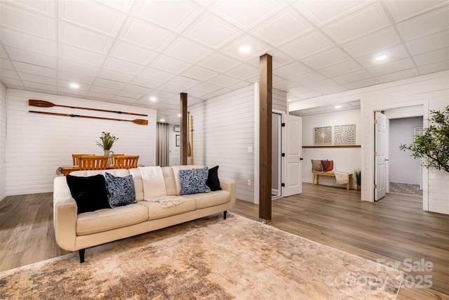 2845 Lakefront Dr, Belmont, NC 28012 - living area featuring wood finished floors and recessed lighting