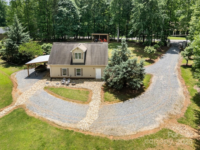 2845 Lakefront Dr, Belmont, NC 28012 - view of front of house with gravel driveway and an outbuilding