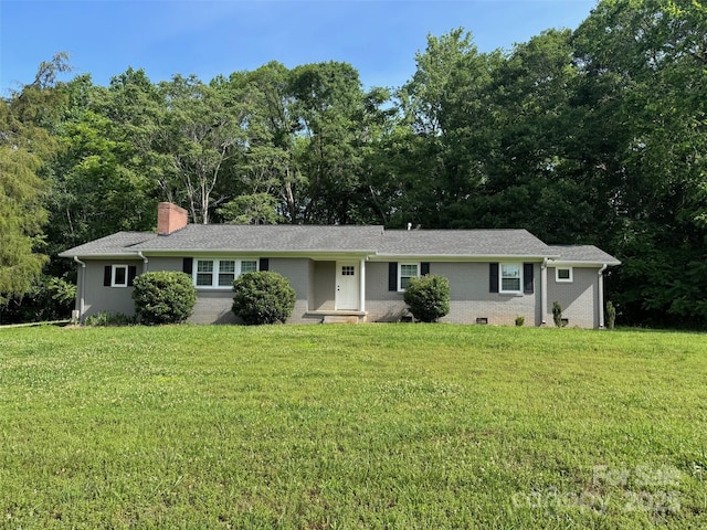 7860 Henry Harris Rd, Fort Mill, SC 29707 - ranch-style house featuring a chimney, a front lawn, and brick siding