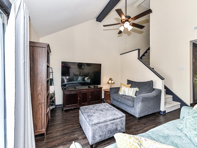 100 Willow Run Dr Unit 26, Gastonia, NC 28056 - living room featuring dark wood finished floors, stairs, and ceiling fan