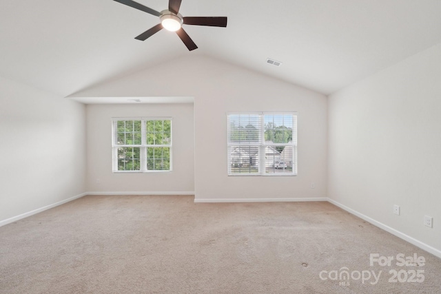 1835 Allegheny Dr, Gastonia, NC 28054 - unfurnished room with a ceiling fan, lofted ceiling, carpet floors, and baseboards