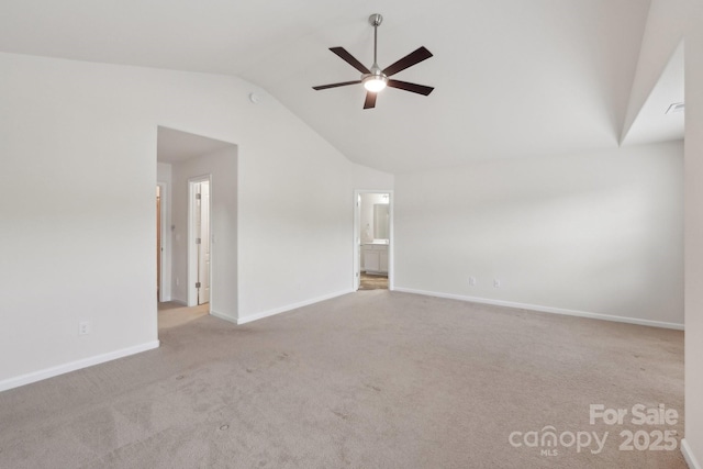 1835 Allegheny Dr, Gastonia, NC 28054 - carpeted spare room with vaulted ceiling, a ceiling fan, and baseboards