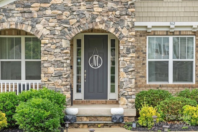 862 Kathy Dianne Dr, Fort Mill, SC 29707 - doorway to property featuring stone siding