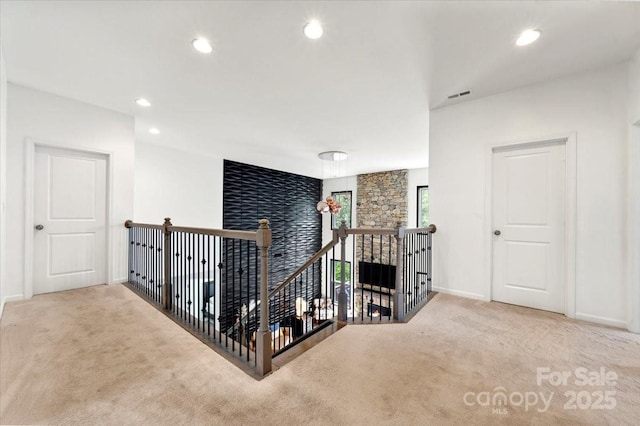 862 Kathy Dianne Dr, Fort Mill, SC 29707 - corridor featuring an upstairs landing, carpet floors, baseboards, and recessed lighting