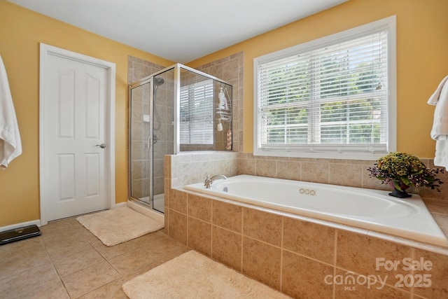 2763 Rivendale Ct, Indian Land, SC 29707 - full bath featuring a stall shower, tile patterned floors, and a garden tub