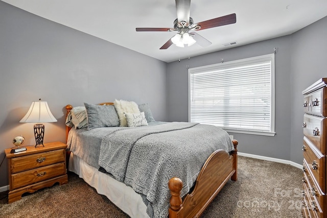 2763 Rivendale Ct, Indian Land, SC 29707 - bedroom with dark colored carpet, baseboards, and ceiling fan