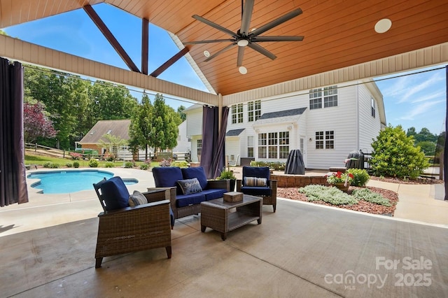2763 Rivendale Ct, Indian Land, SC 29707 - view of patio with ceiling fan, an outdoor pool, and an outdoor living space