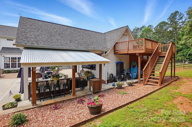 2763 Rivendale Ct, Indian Land, SC 29707 - back of property with a patio area, stairs, a deck, and a shingled roof