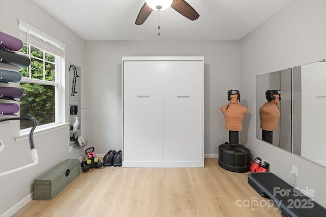 1104 Snowbird Ln, Waxhaw, NC 28173 - misc room with wood finished floors, ceiling fan, and baseboards