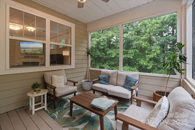 1104 Snowbird Ln, Waxhaw, NC 28173 - sunroom / solarium featuring outdoor lounge area and a ceiling fan
