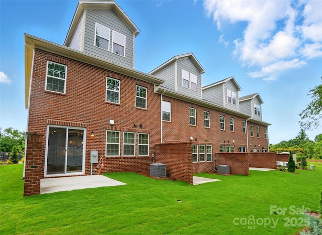 12055 Lavinia Ln, Charlotte, NC 28277 - rear view of property with cooling unit, a lawn, and a patio area