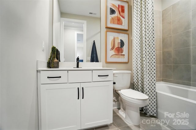 12055 Lavinia Ln, Charlotte, NC 28277 - bathroom featuring vanity, toilet, tile patterned floors, and shower / bath combo