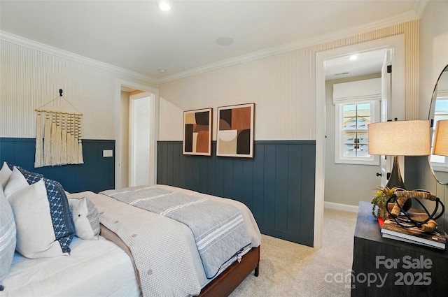 12055 Lavinia Ln, Charlotte, NC 28277 - bedroom with a wainscoted wall, ornamental molding, and carpet floors