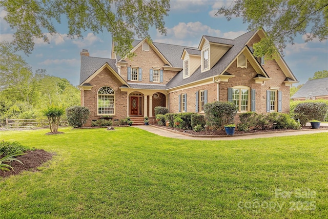 6024 Highview Rd, Weddington, NC 28104 - traditional-style house with brick siding, roof with shingles, and a chimney