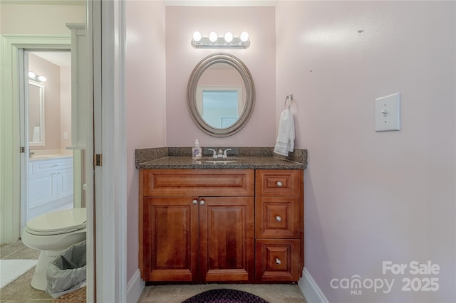 6024 Highview Rd, Weddington, NC 28104 - bathroom with vanity, baseboards, and toilet