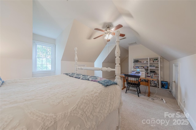 6024 Highview Rd, Weddington, NC 28104 - bedroom with carpet, vaulted ceiling, and a ceiling fan