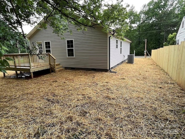1024 Short St, Salisbury, NC 28144 - rear view of house featuring crawl space and a wooden deck