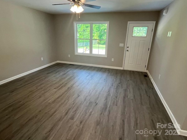 1024 Short St, Salisbury, NC 28144 - entrance foyer with a ceiling fan and dark wood finished floors